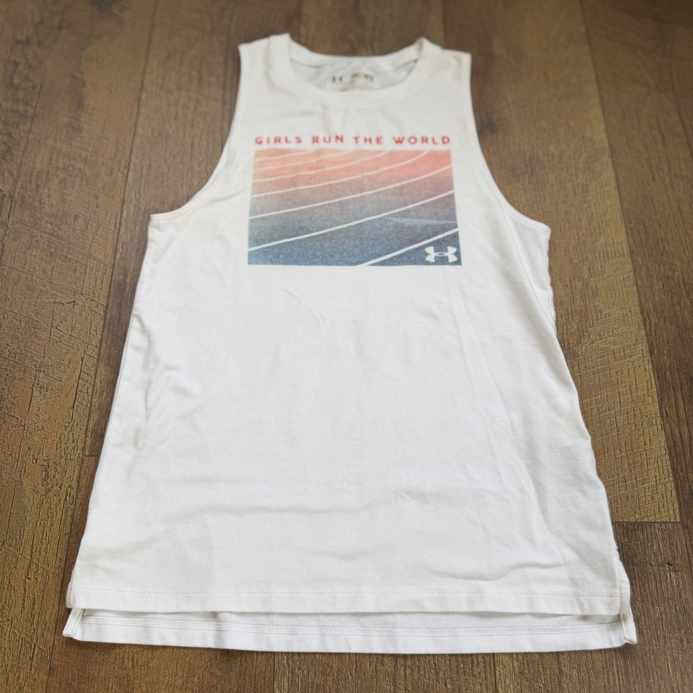 Under Armour Girls Run‎ The World HeatGear Tank Youth Medium